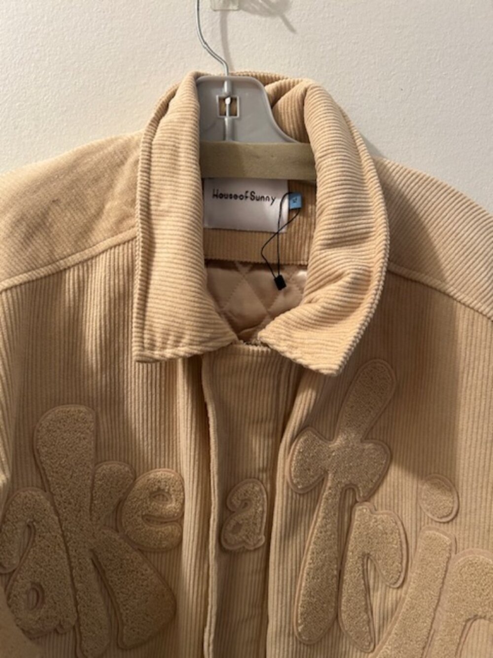 Free People House of Sunny Take a Trip Stone Tan Cord Quilt Bomber Jacket NEW - Picture 5 of 16